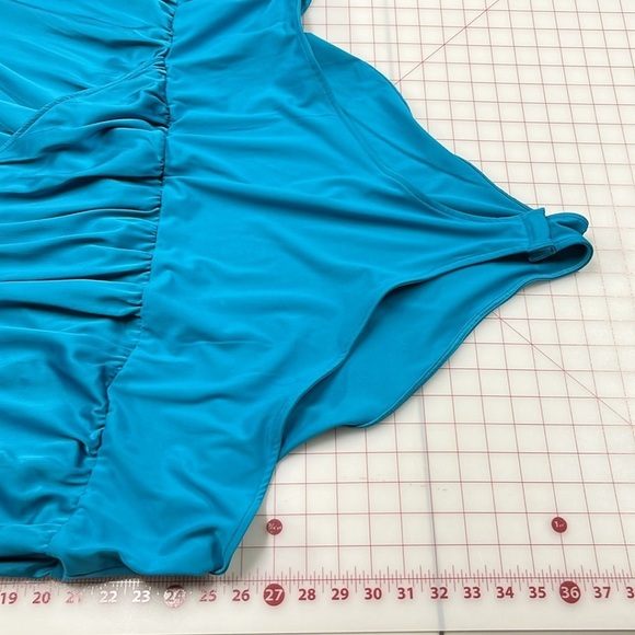 SERGIO HUDSON X TARGET Satin Turquoise Long SLV Surplice Front Bodysuit  SZ 4X - Picture 16 of 16